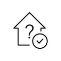 Home with check mark line icon. Legalization of ownerless or public property.
